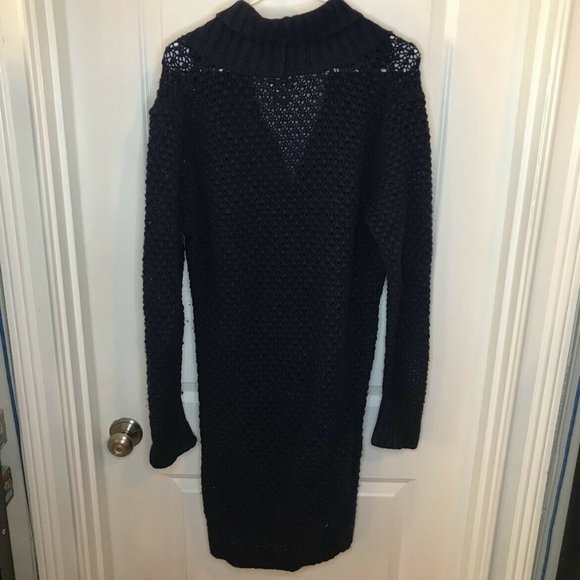 LL Bean Women's XL Navy Blue Crochet Button Front Duster Length Cardigan Long - Picture 2 of 7